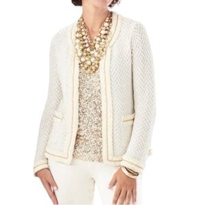 CHICOS Gold Chain Trim Gwendolyn Ivory Sweater